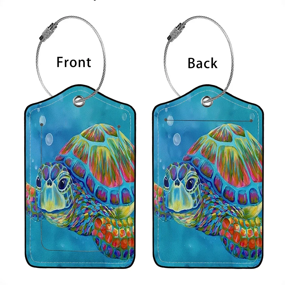 vente flash étiquette de bagage en cuir avec animaux mignons, étiquette d'adresse pour valise, étiquette d'embarquement pour bagage, clip d'identification avec nom et adresse
