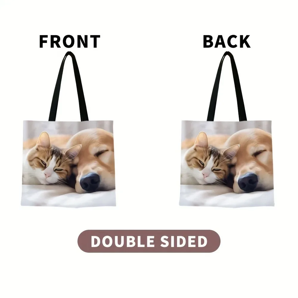 sac fourre-tout photo personnalisé, sac à bandoulière d'épicerie réutilisable personnalisé avec pochette de rangement en polyester pliable