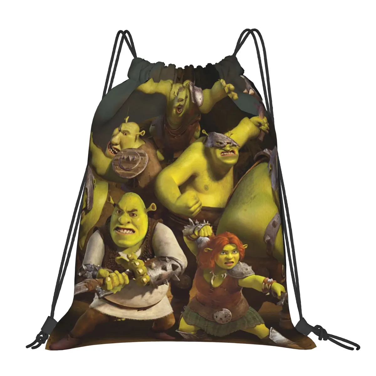 sac à dos à cordon shreks memes, sac de sport résistant à l'eau, sac à cordon avec visage drôle d'anime pour le yoga, 36 cm (largeur) x 43 cm (hauteur)