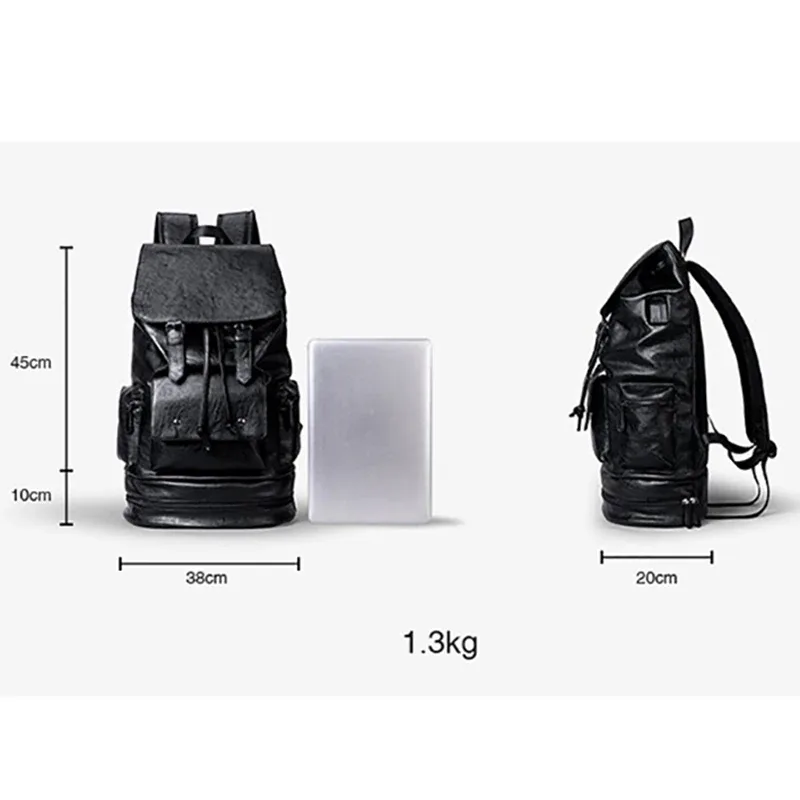 nouveau style preppy hommes sac à dos haute capacité sac à dos mode cuir pu sac d'école de voyage décontracté sac à dos en cuir pu