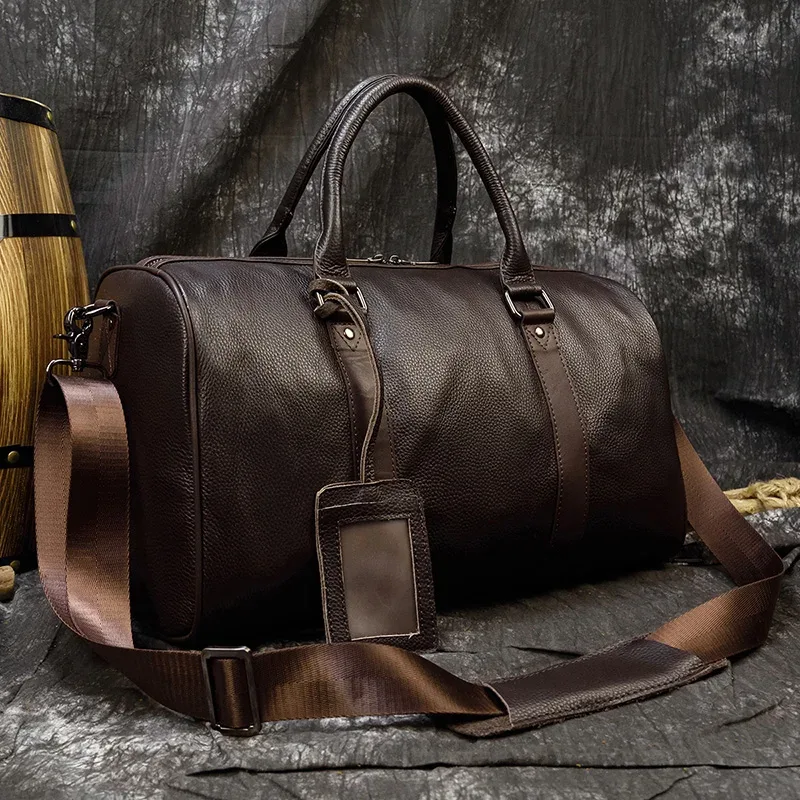 sac de voyage de luxe en cuir véritable pour hommes et femmes, sac à main en cuir de vache, sac à bandoulière de voyage, sac de sport pour week-end