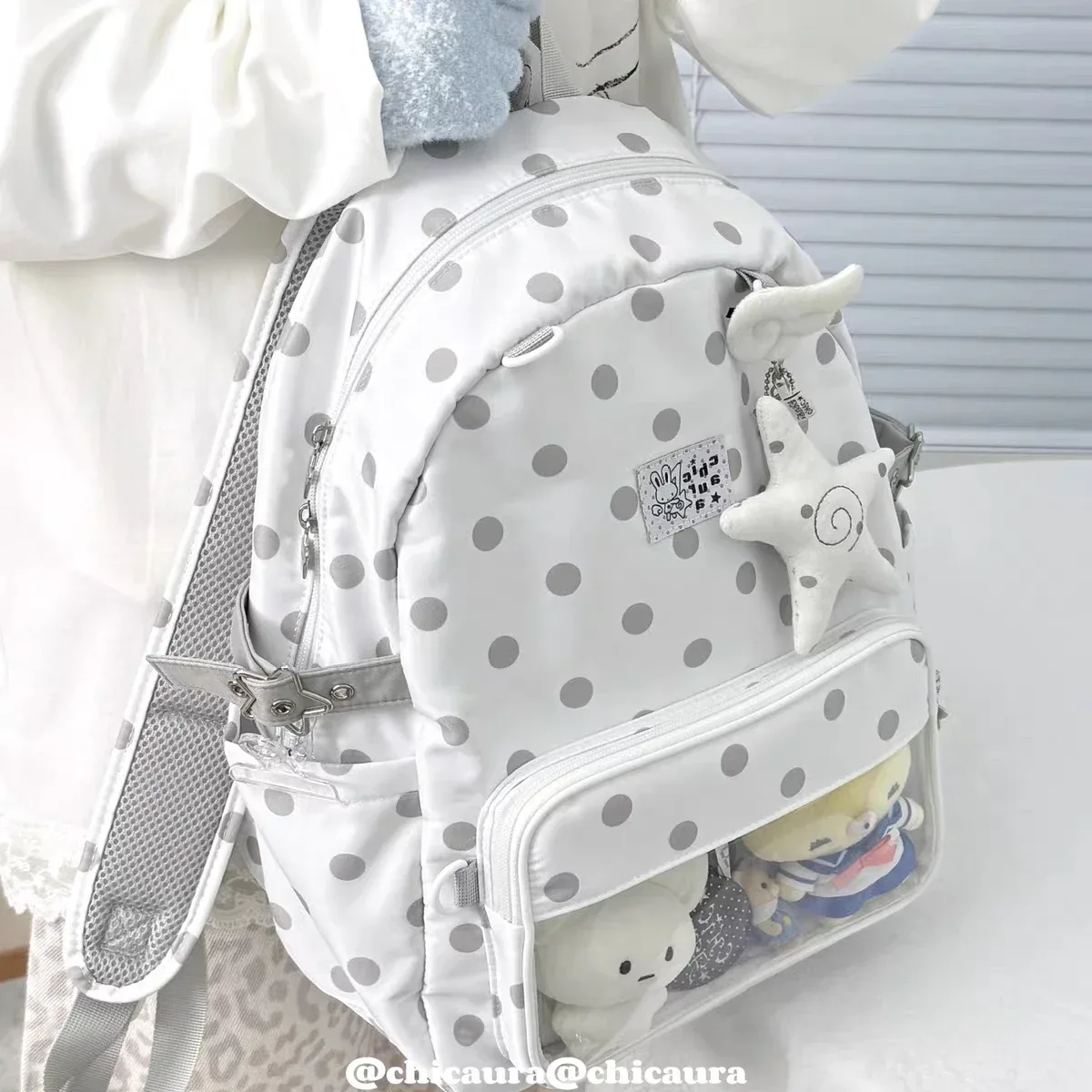 nouveau sac à dos harajuku doux et mignon pour filles, sac à poupées ita bag, sac à dos polyvalent style ins, grande capacité, à pois