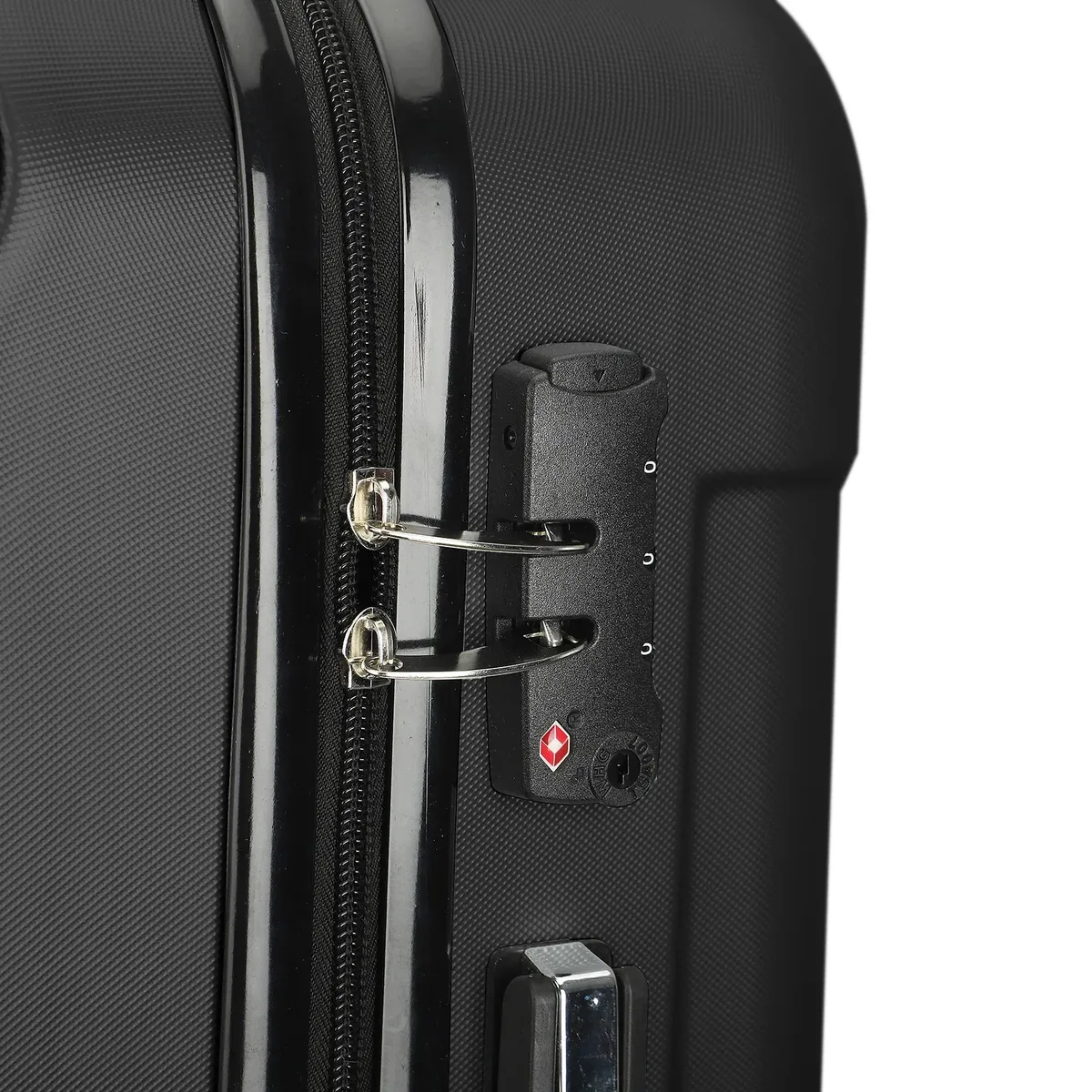 roshanda ensemble de valises 3 pièces 20 "24" 28 "abs coque rigide ensemble de bagages de voyage 4 roues fermeture éclair télescopique tige de traction ensemble m-l-xl, noir