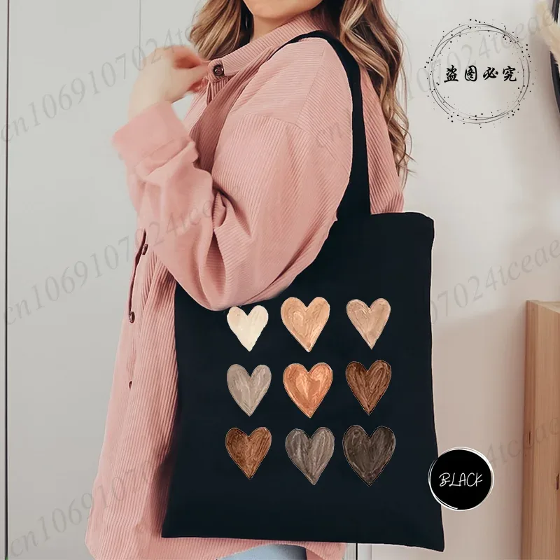 sac de shopping pour femmes minimaliste aquarelle coeur imprimé graphique sacs à bandoulière étudiants filles fourre-tout décontractés femmes sacs à main hg01
