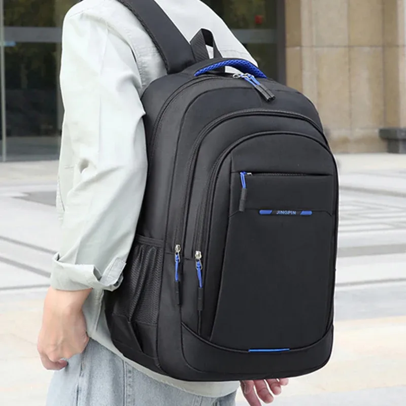 sac à dos pour ordinateur portable confortable et rembourré pour hommes, en tissu oxford, avec sangle pour bagages, idéal pour l'école, le travail et les voyages en plein air.