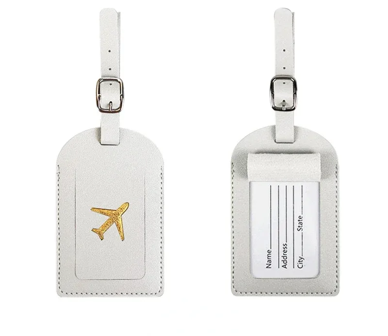 étiquette de bagage en cuir pu pour hommes et femmes, étiquette d'adresse de valise, sac d'embarquement, nom, identification, porte-adresse, accessoire de voyage