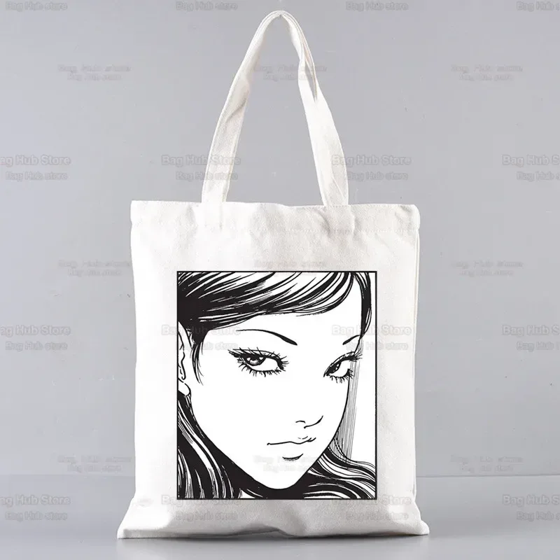 junji ito japonais manga graphique dames sacs à main tissu toile sac fourre-tout shopping voyage femmes eco réutilisable épaule