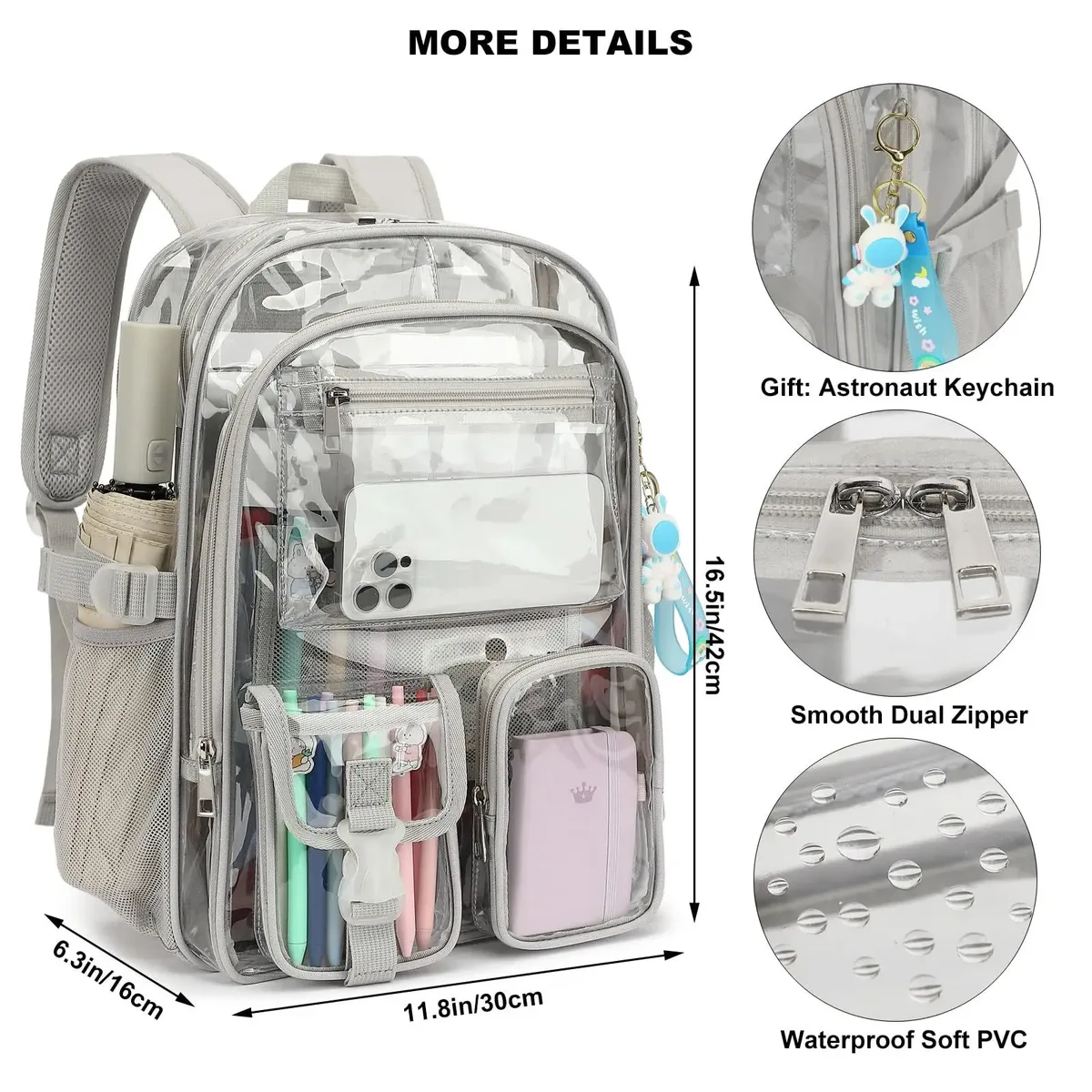nouveau sac à dos adapté aux écoles, sac transparent en pvc robuste adapté aux champs sportifs