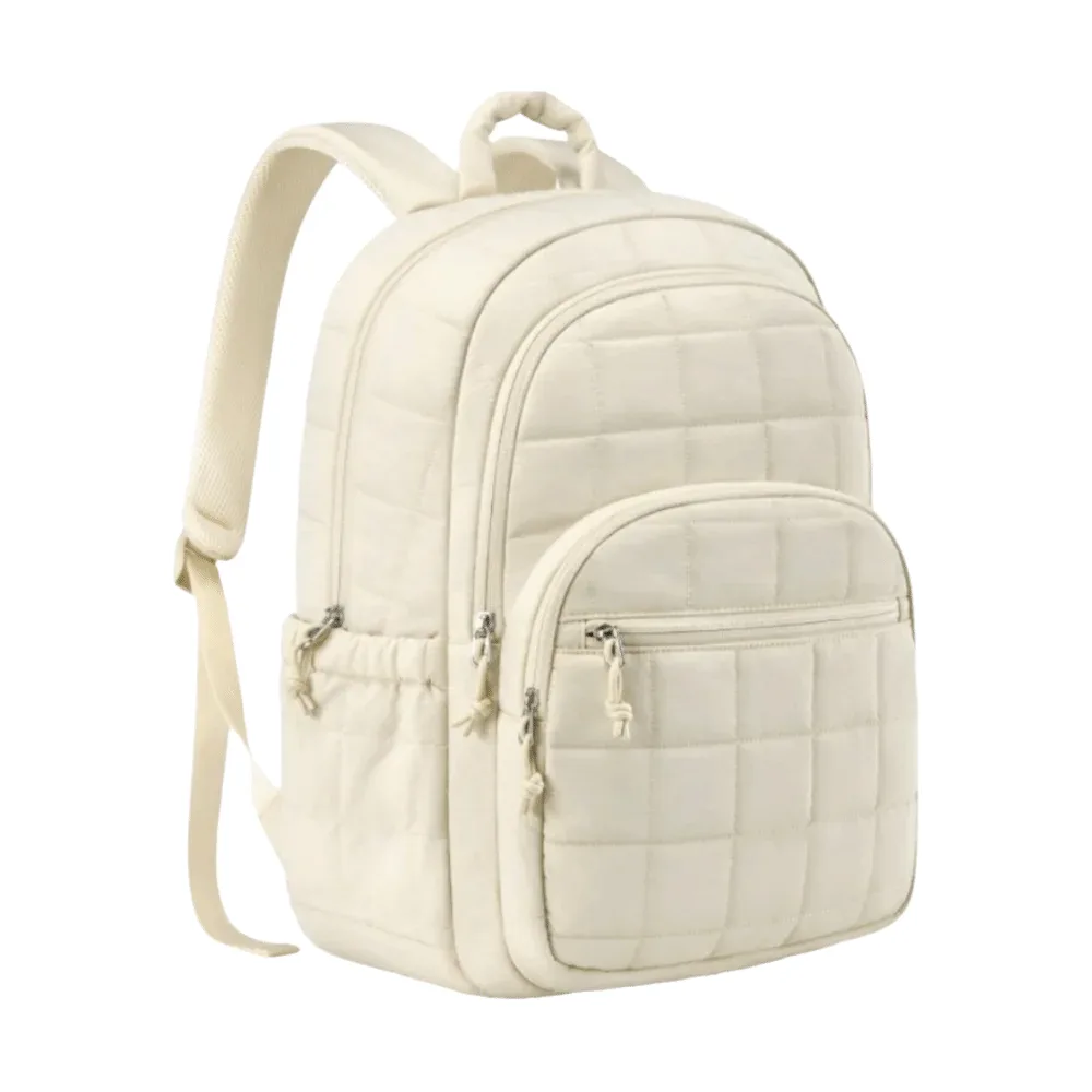 sac à dos de voyage créatif matelassé à carreaux, sacs d'école tendance pour étudiants, sac à bandoulière durable de couleur unie avec motif de dessin animé pour usage quotidien