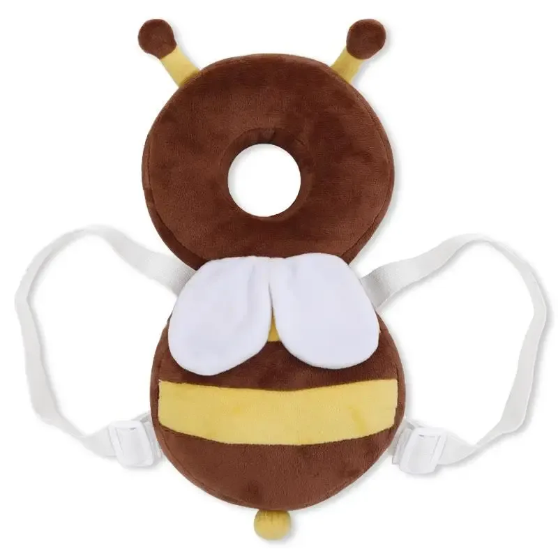 coussin sécurité bébé insecte rayures jaune marron oreilles ailes blancs bandes sécurité tissu doux confortable
