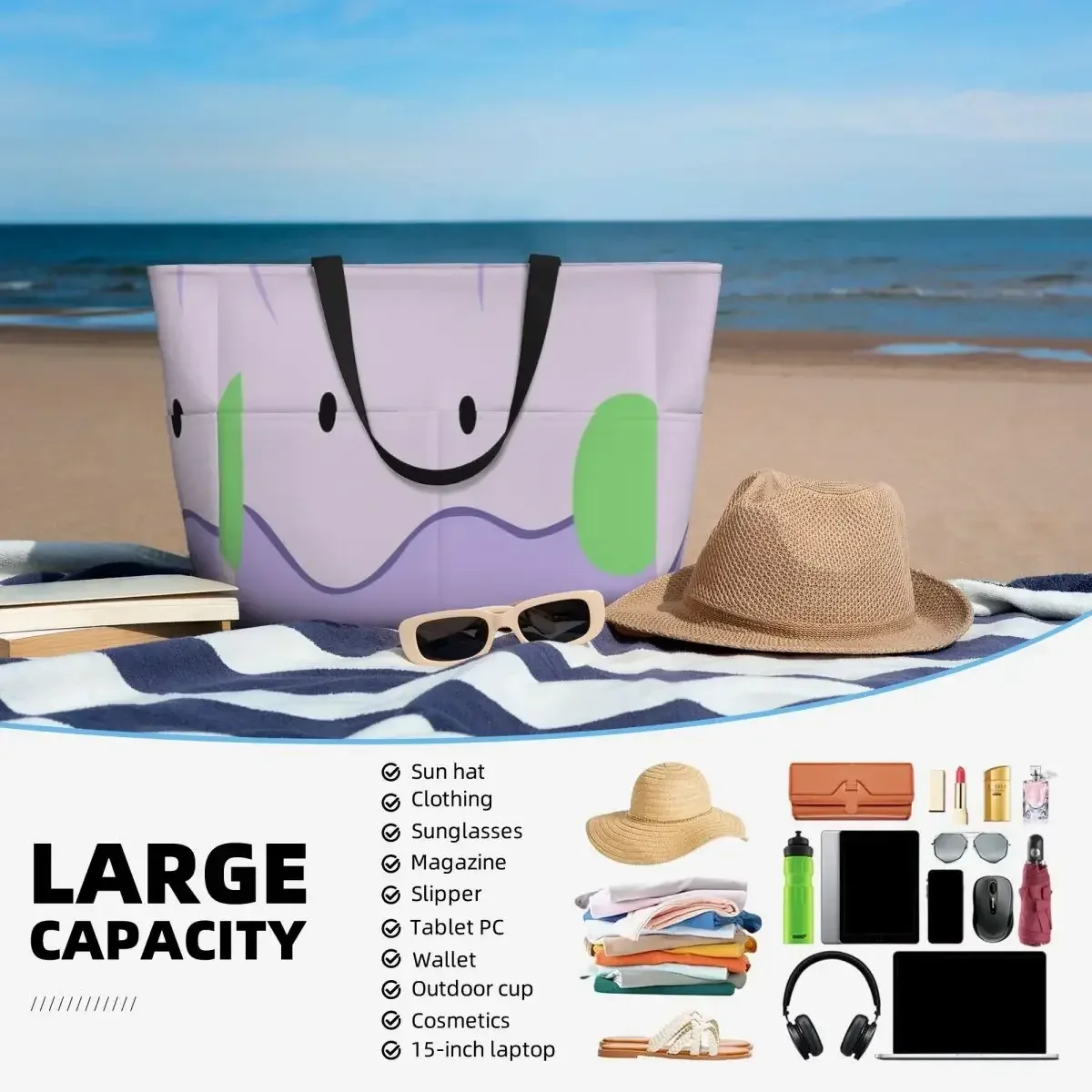 sac de voyage de plage goomy, sac fourre-tout personnalisable de grande capacité, cadeau d'anniversaire, motif multi-styles