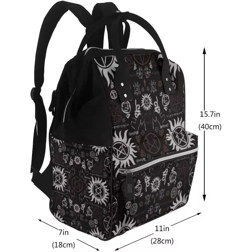 sac à dos de voyage imperméable pour couches de bébé, sacs à dos multifonctions de grande capacité, sourire naturel, attention, noir, ol