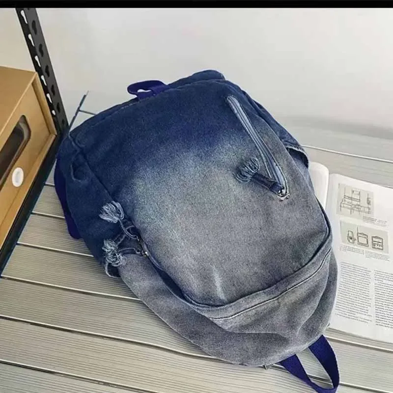 sac à dos en denim dégradé personnalisé pour enfant, cartable d'école maternelle pour garçon et fille, voyage en plein air, nouvelle collection automne et hiver