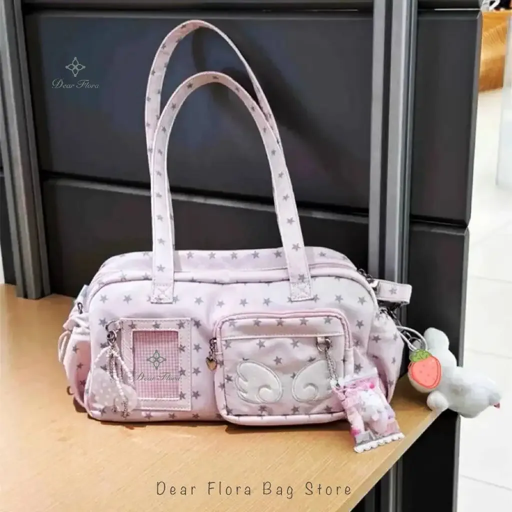 nouveau mignon ita sac femmes grande capacité sac à bandoulière lolita fille sac transparent bricolage badge affichage sac à bandoulière y2k doux sac à main