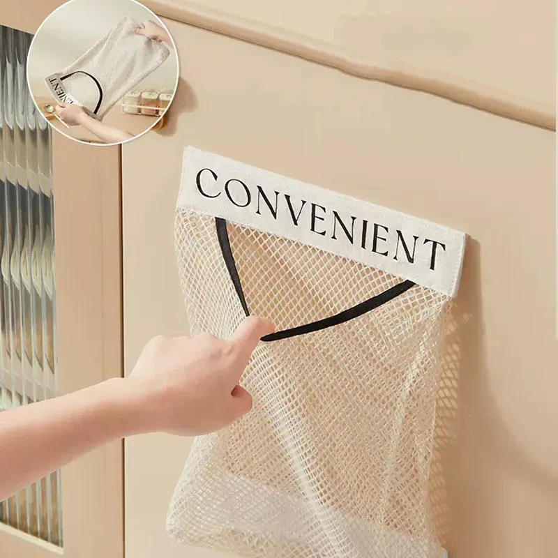 sac de rangement mural en filet, support pour sacs poubelle, distributeur de sacs shopping en plastique, filet de rangement pour articles divers, organisateur de sacs d'épicerie