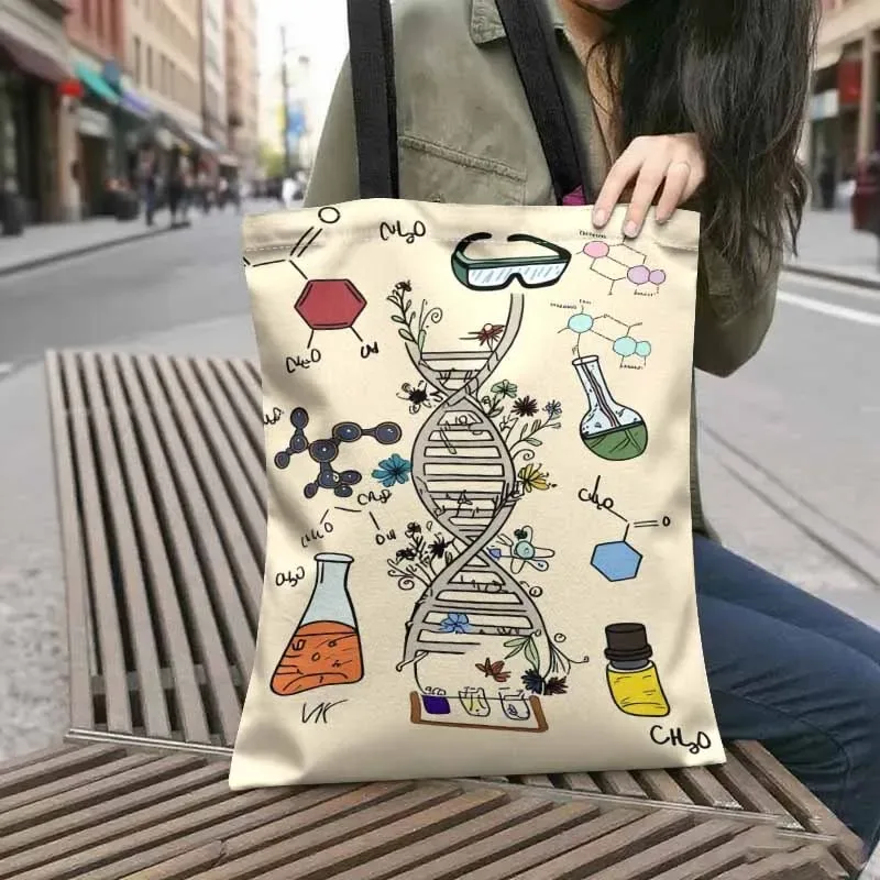 sac fourre-tout sur le thème de l'adn, sac à main pour les trajets quotidiens, avec adn, cadeau scientifique pour les sorties décontractées, sac à bandoulière pour usage quotidien, 1 pièce