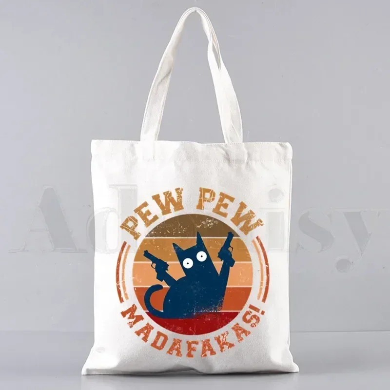 pew pew madafakas sac fourre-tout unisexe sacs en toile sacs à provisions imprimé sac à bandoulière décontracté pliable