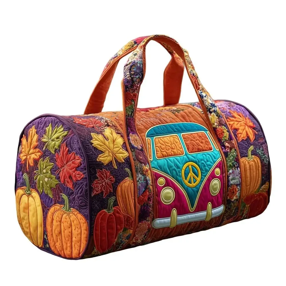 sac de voyage matelassé en coton de la série bus, design 3d, style bohème, sac de sport hippie, motif grenouille, sac de week-end, pour la gym et l'entraînement