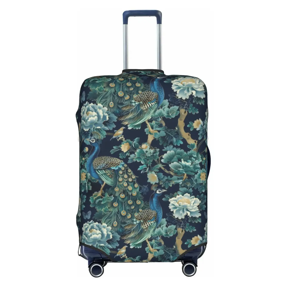 housse de protection pour bagages, motif paon amusant, violet clair sur violet, housse de valise de voyage élastique à motif animal