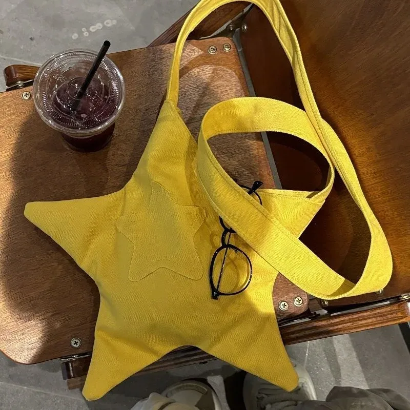 sac fourre-tout en forme d'étoile y2k pour femmes, sac à bandoulière décontracté en polyester doux, sac à main esthétique streetwear harajuku, multi-usage
