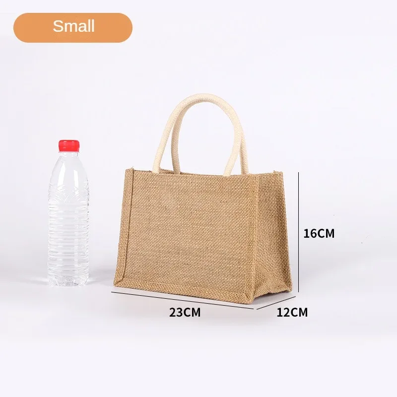 sac fourre-tout en lin vintage pour femmes, sacs à main de plage d'été, sac de bricolage rétro, sac à cuillère portable, sac à provisions multiple top foy