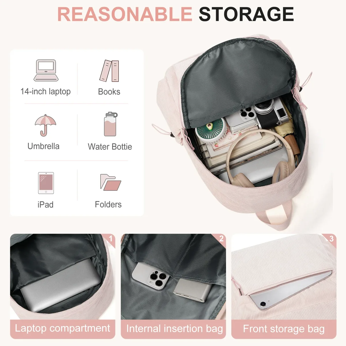 sac à dos d'école pour adolescents, filles et garçons, pochette d'ordinateur, convient aux voyages universitaires de 15.6 pouces, sac à dos de loisirs durable pour étudiants à la mode pour femmes
