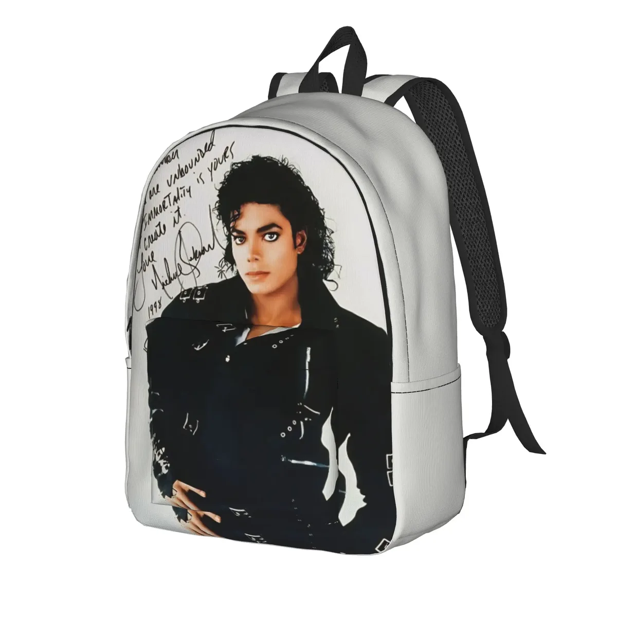 sac à dos vintage de la collection « retour à l’école », style pop, avec l’effigie de michael jackson, idéal pour les étudiants et pour ranger les collations.