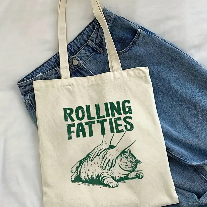 sac à main amusant en forme de chat roncelfeuilleux, sac à bandoulière réutilisable, durable, adapté aux courses et aux sorties de loisirs