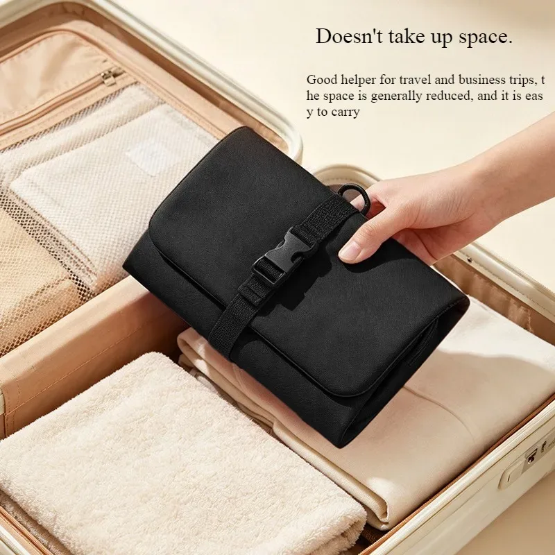 trousse de toilette pliable et détachable, grande capacité avec crochet, sac de rangement pour articles de toilette pour hommes en voyage d'affaires, sac de voyage pour cosmétiques pour femmes