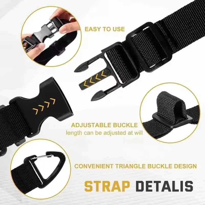 organisateur de rallonge réglable noir avec boucle à 3 axes - sangle de rangement robuste pour l'organisation d'atelier et de garage