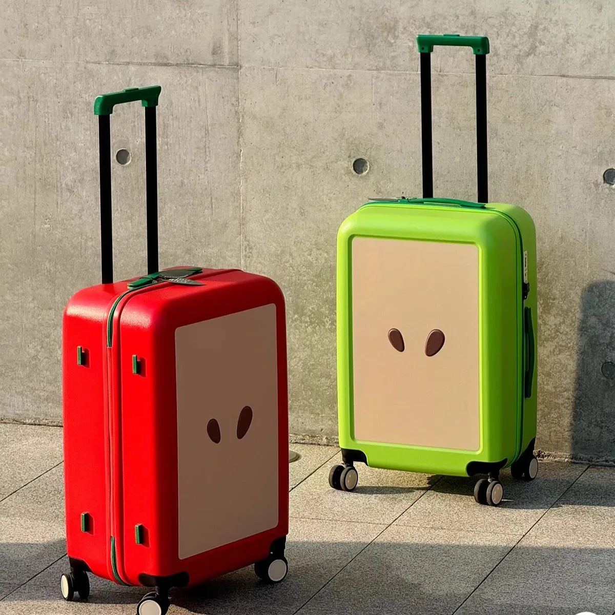 valise design pomme verte et pomme rouge 20 pouces 24 pouces, bagage à roulettes avec serrure tsa, roues silencieuses et durables |   unis