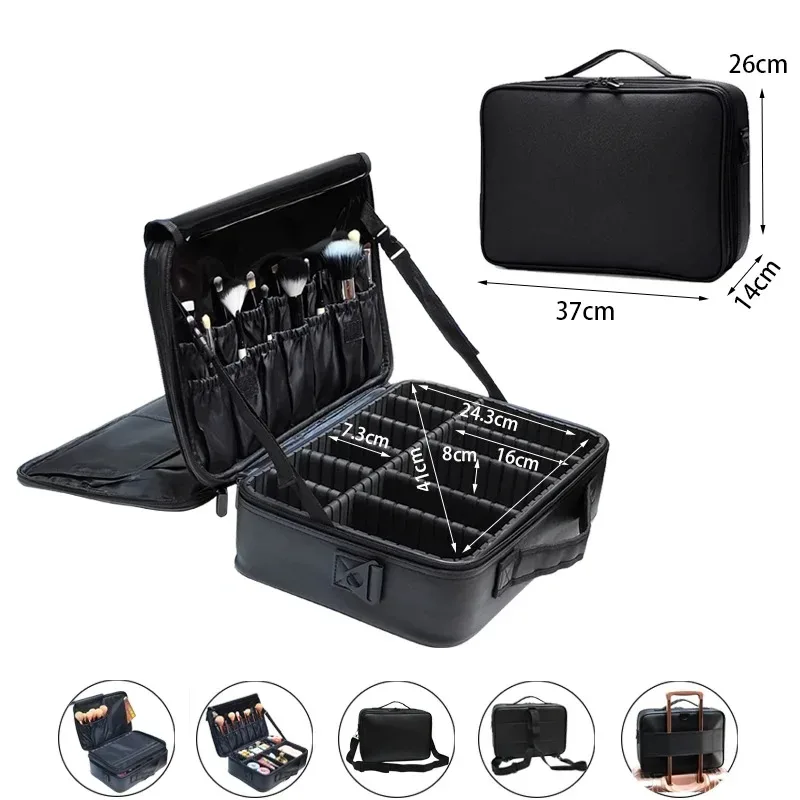 nouveau sac cosmétique en cuir pu crocodile boîte de maquillage professionnelle grande capacité stockage voyage toilette valise de maquillage