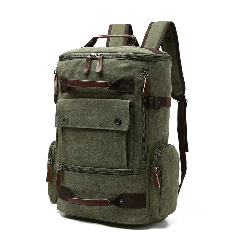 sac à dos vintage en toile pour hommes, sac à dos pour ordinateur portable de 15,6 pouces, sac de voyage de grande capacité, cartable élégant pour étudiants