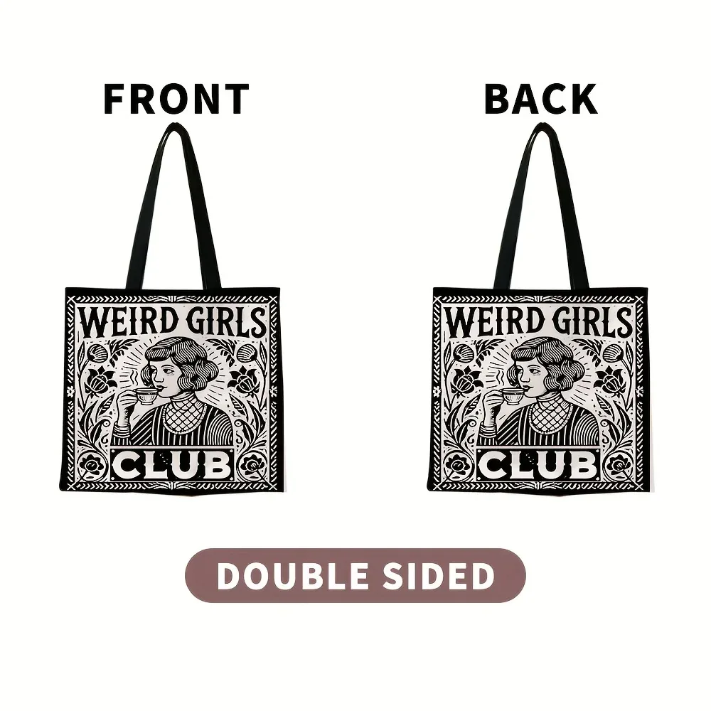 sac fourre-tout de club pour filles bizarres, 1 pièce, élégant, design floral noir et blanc, usage quotidien décontracté, sac à bandoulière, cadeau de noël pour meilleurs amis
