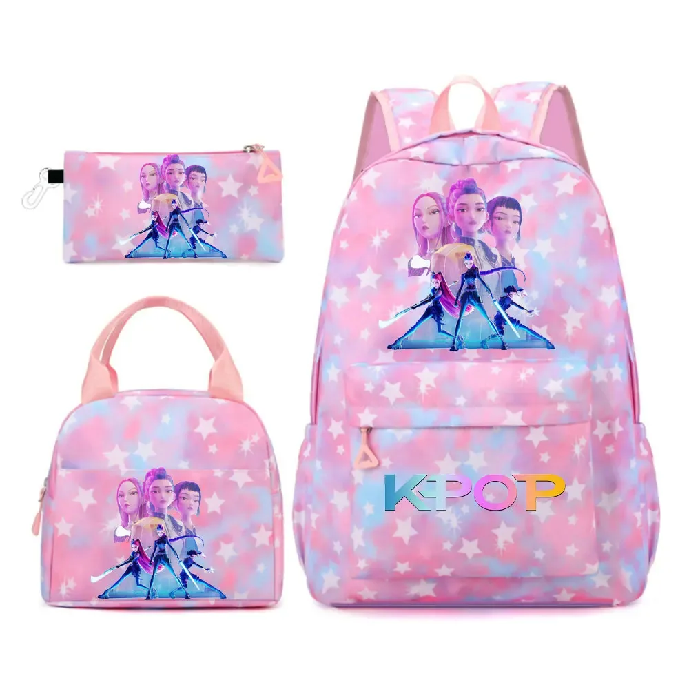 sac à dos kpop demon hunters pour filles, enfants, sacs à crayons, sacs à déjeuner, sacs à livres, sacs d'école pour femmes et adolescentes, ensembles de sacs à dos de voyage pour ordinateur portable