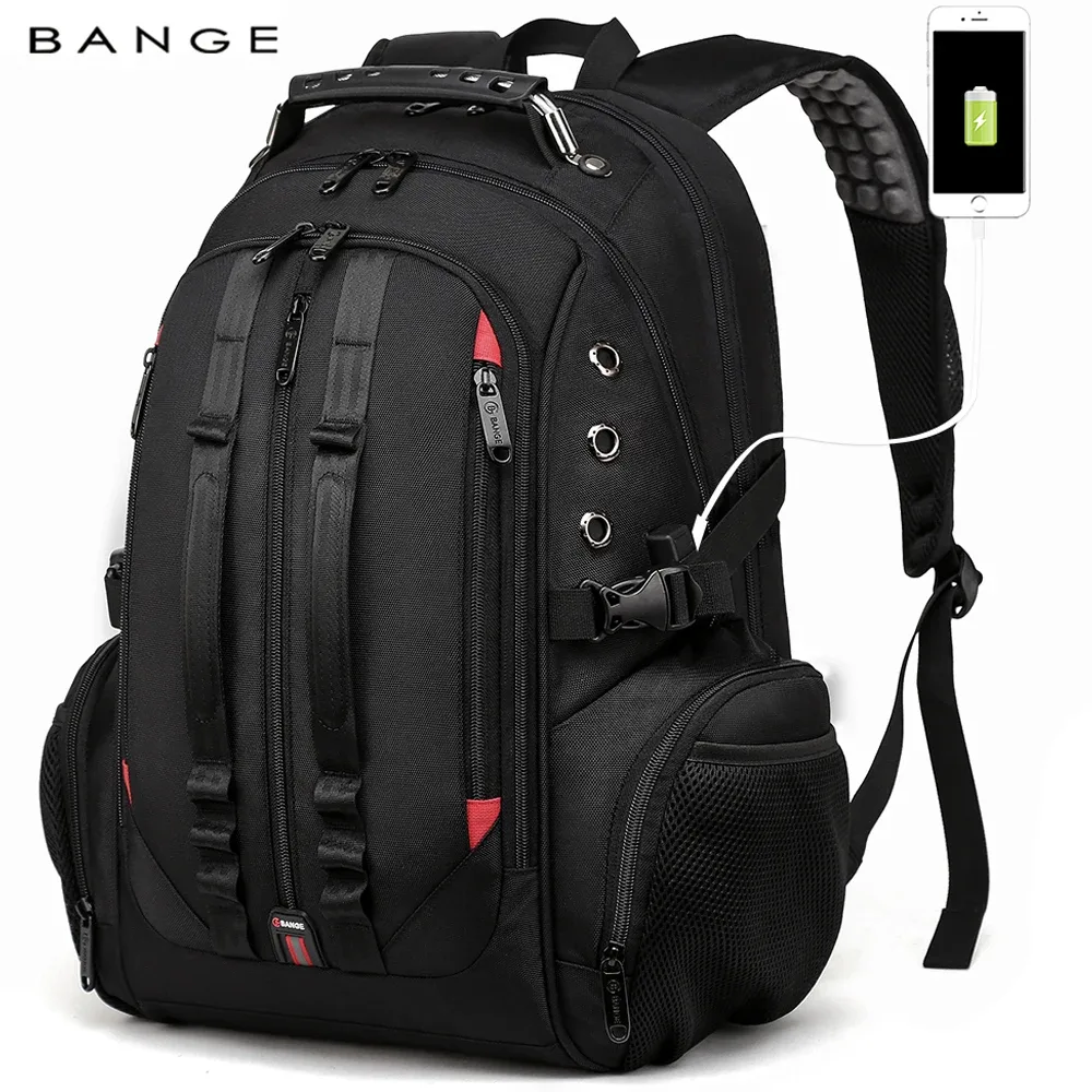 Sac Dos Oxford Université Polyester Noir Compartiments Multiples Poches Ordinateur Portable Bandoulière Ergonomique Recharge USB Anti Vol