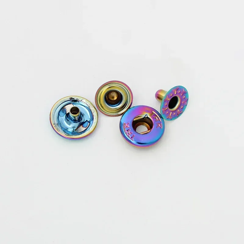 lèvent pression décoratifs en cuivre arc-en-ciel pour vêtements et sacs à dos, boutons à pression en métal, 10 couleurs, 12mm, 20-100 ensembles