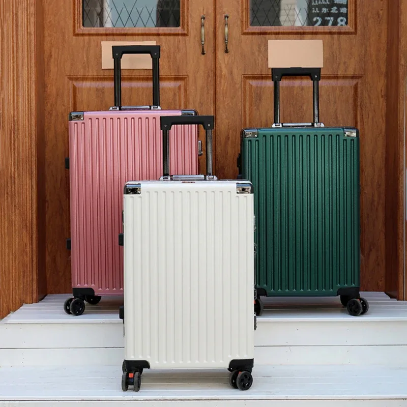 valise à cadre en aluminium, grande capacité, robuste et durable, avec serrure à combinaison, bagage cabine en pc épaissi, 20/22/24/26/28 pouces