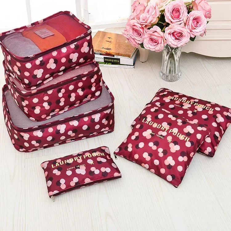 sac de rangement de voyage pour vêtements, ensemble de 6 pièces, pour garde-robe, valise en poudre, étui pour chaussures, cube d'emballage