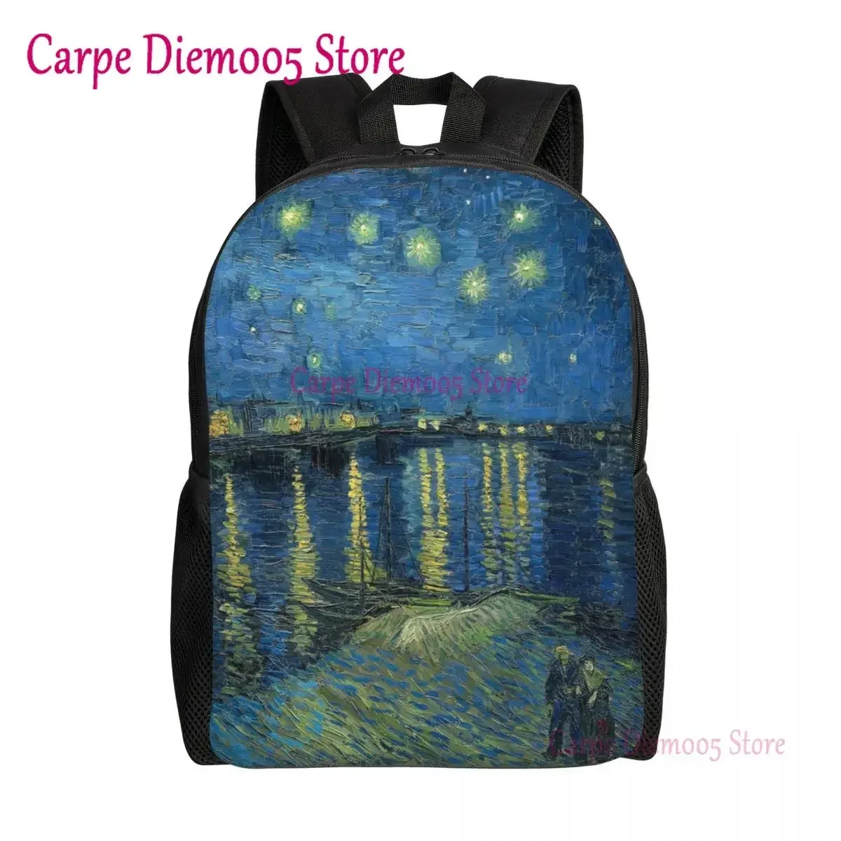 sac à dos de voyage de nuit étoilée sur le rône pour hommes et femmes, cartable d'école pour ordinateur portable, sac à dos d'étudiant, vincent van gogh