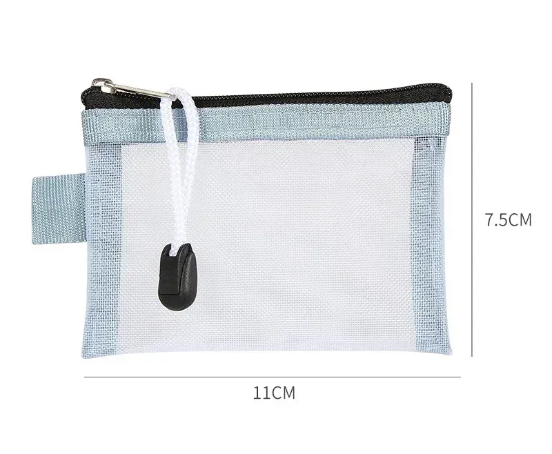 porte-monnaie en maille pour femmes, fermeture éclair transparente, sacs de rangement en poudres, porte-cartes pour filles, porte-clés, petits sacs à main