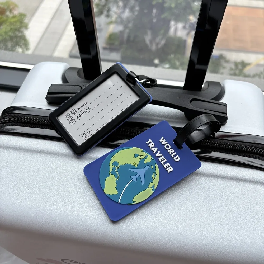 1/2 pièces étiquette de bagage style terre, pendentif pour bagage, sac, gare, aéroport, voyage, anti-perte, étiquette d'identification personnalisable avec informations