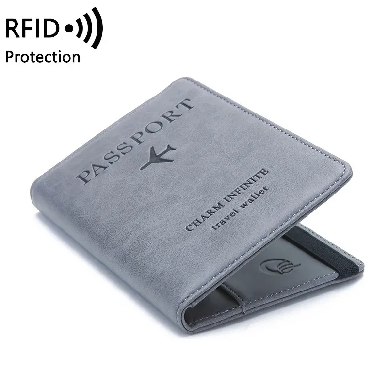 porte-passeport unisexe en cuir pu – portefeuille de voyage bloquant rfid pour cartes de crédit/carte d'identité et billets (hommes et femmes)