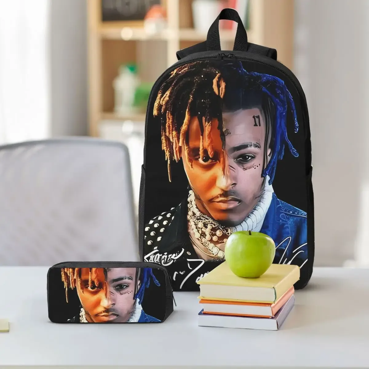 sac à dos juice wrld pour étudiants, sac d'école, sac à bandoulière pour ordinateur, 3 pièces, sac à déjeuner isotherme, trousse à crayons