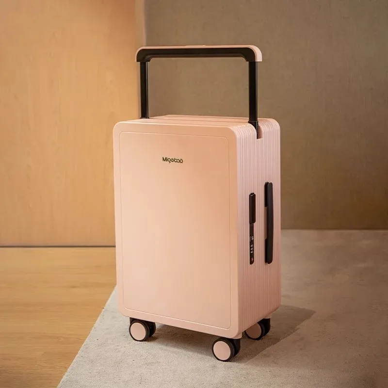valise pc jaune noir gris système tsa serrure poignée large roues toupie compacts voyage organisés segurança modernes linhas verticale façade contraste efficace intérieur compartiments