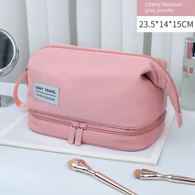 trousse de toilette de grande capacité, à double compartiment, organisateur de maquillage, trousse de voyage, accessoires de voyage portables.
