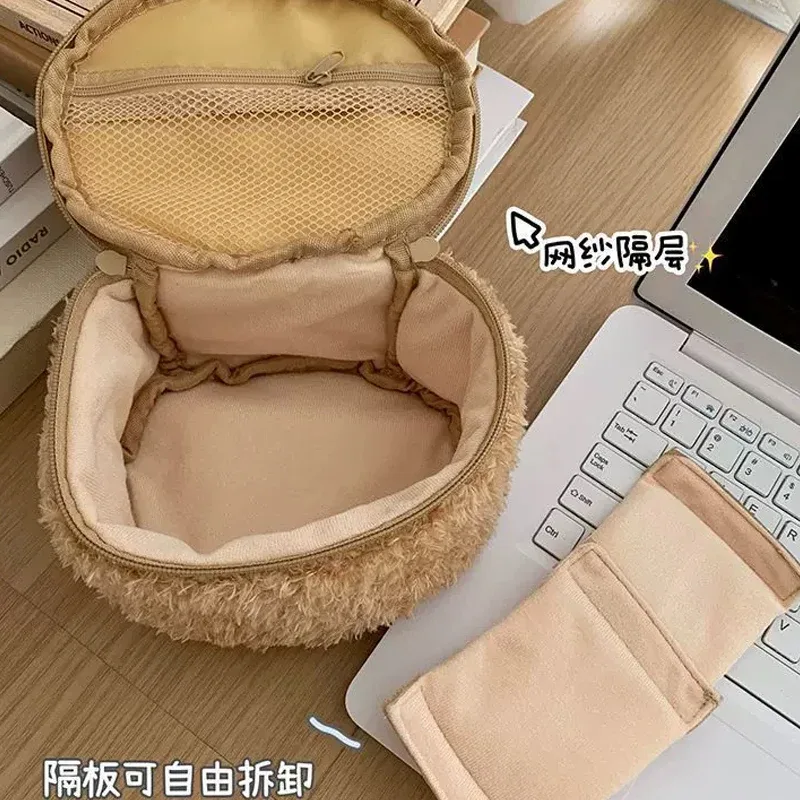 trousse de maquillage mini rilakkuma mignonne, pochette de toilette portable, indispensable pour les voyages, pratique pour la salle de bain, articles ménagers, cadeau original