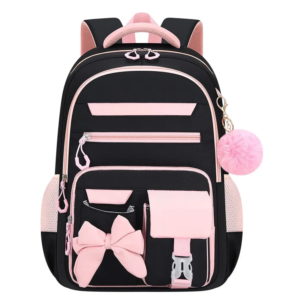 sac à dos scolaire pour filles, multi-poches, avec nœud, ensemble de sacs d'école, sac à dos pour l'école primaire, sac à dos ergonomique pour les voyages en plein air