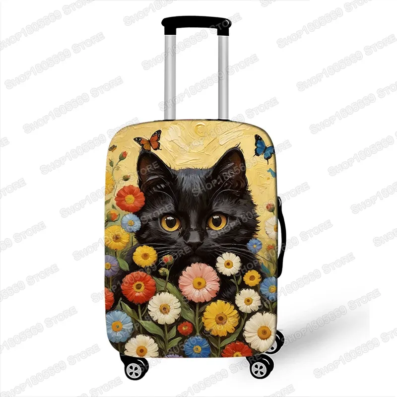 peinture à l'huile van gogh chat noir housses de bagages pour voyage la nuit étoilée housses de valise boîtier de chariot housse de protection cadeau