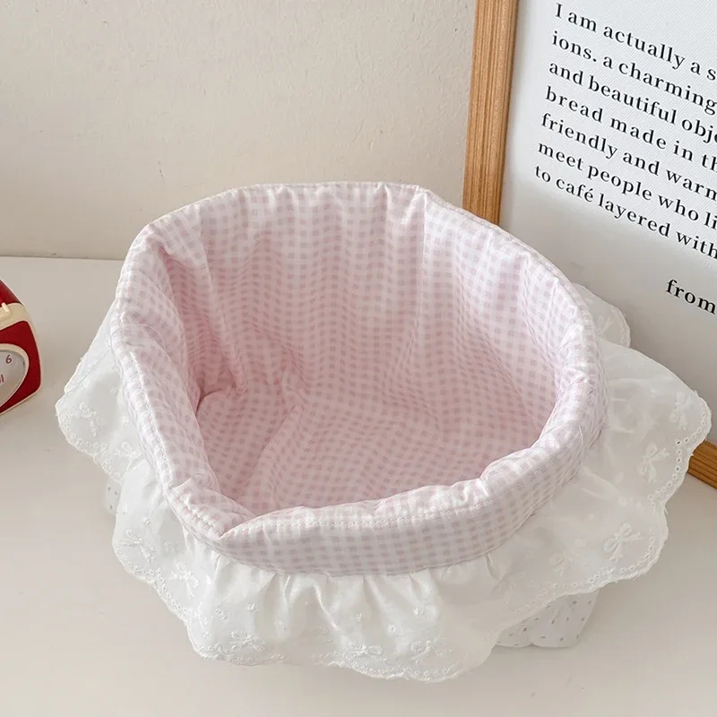 trousse de maquillage coréenne en dentelle à pois, étui de voyage tendance pour filles, grande capacité, rangement cosmétique, organisateur de pinceaux